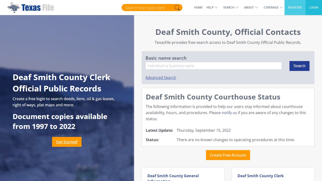 Deaf Smith County Clerk Official Public Records | TexasFile