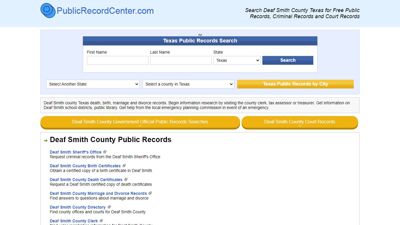 Deaf Smith County Texas Free Public Records - Court Records - Criminal ...