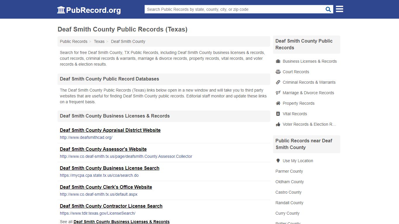 Deaf Smith County Public Records (Texas) - PubRecord.org